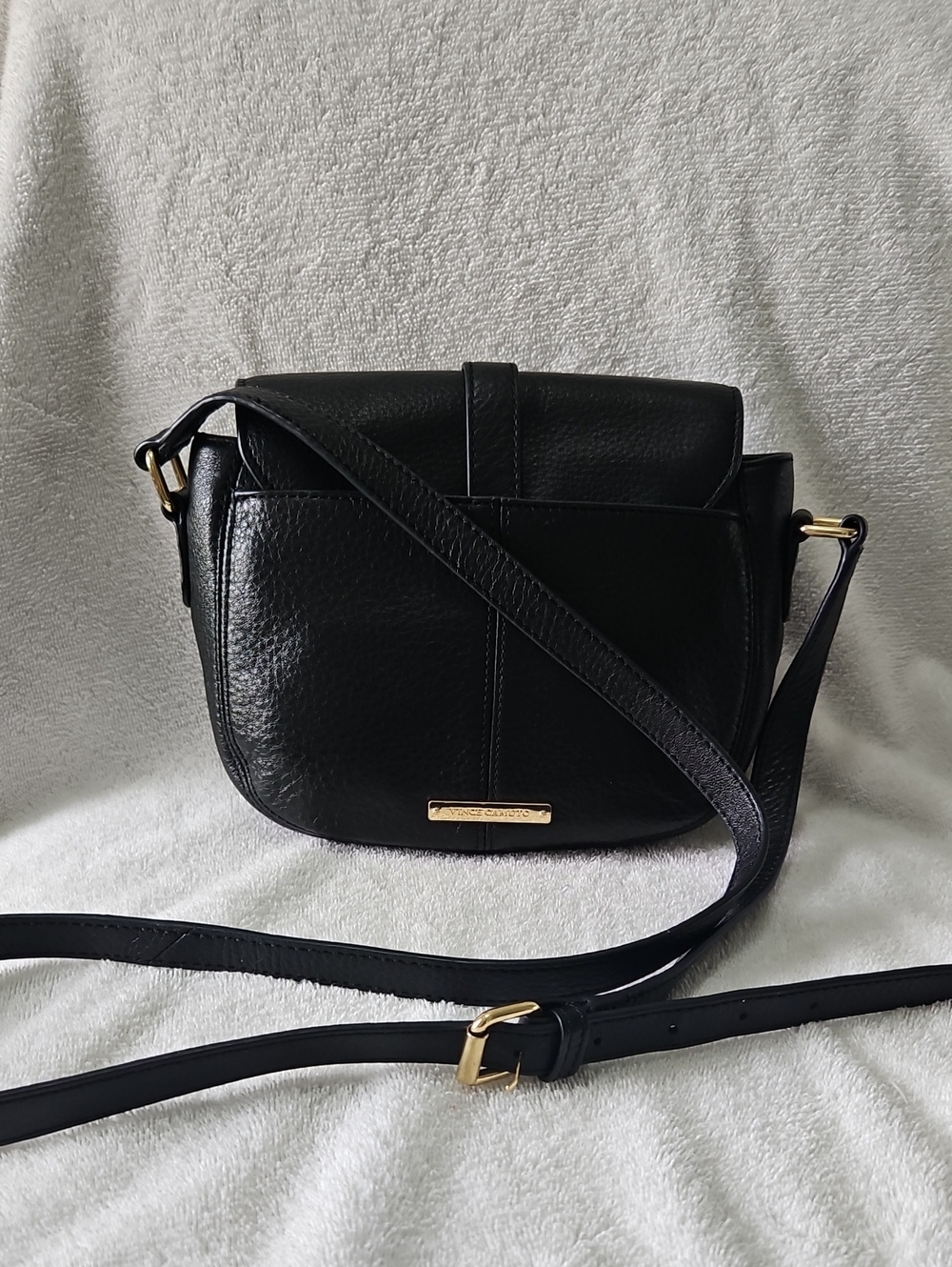 Vince Camuto Black Leather Crossbody with Gold Hardware